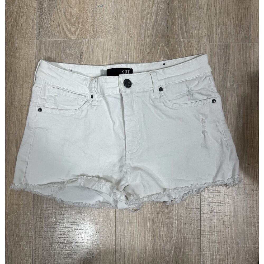 Kut From the Kloth Shorts Womens 6 Gidget Fray Cut Offs Denim White 3” Inseam - Picture 2 of 11